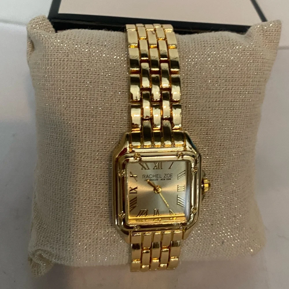 Rachel Zoe Women's Gold-Tone Square Link Bracelet Watch